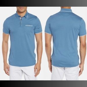 NWD TED BAKER [‎ 7 in TB ] Derry Modern Slim Fit Polo In Blue